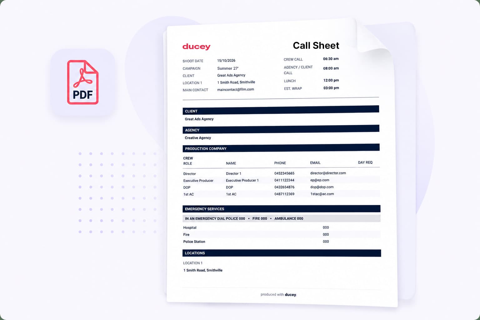 ducey professional PDF export example